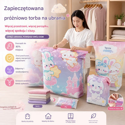 ✨🧳【Zestaw 5 elementów】💨 Duży, kompresowalny worek próżniowy: nie wymaga pompki, szczelny i idealny do oszczędzania miejsca w walizkach i w domu ✈️