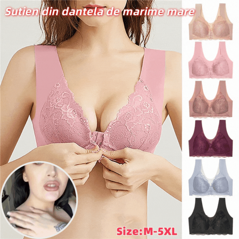 ✨【3 kusy】Veľká sexy podprsenka s predným zapínaním bez kostice – Krásny dizajn na chrbte + Zľava