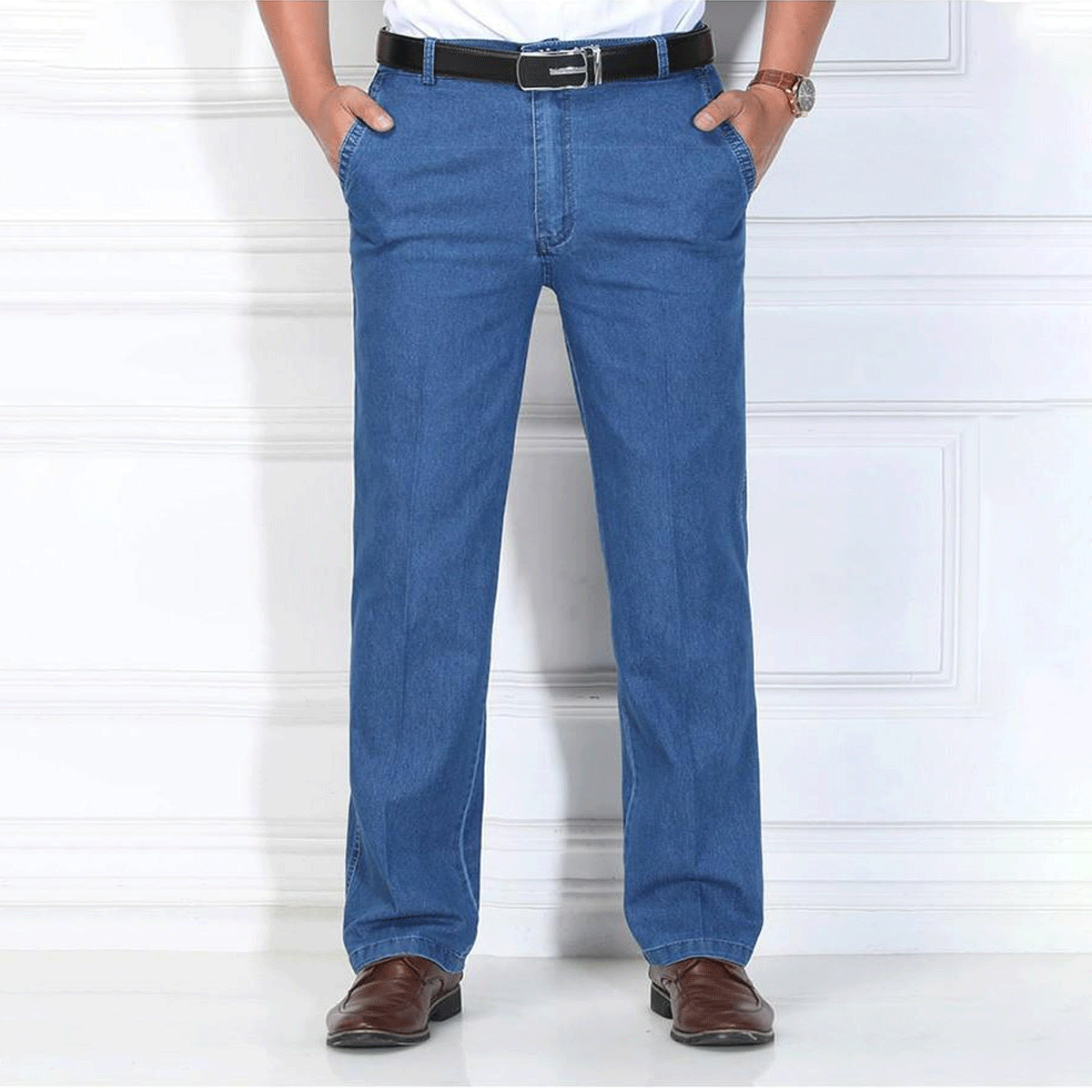 🙋‍♂️👖 Új, rugalmas, lélegző, magas derekú férfi farmernadrág 💥【Különleges ajánlat】【Korlátozott készlet】【Gyors szállítás】