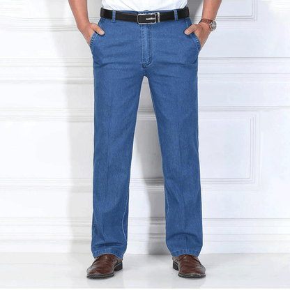 🙋‍♂️👖 Új, rugalmas, lélegző, magas derekú férfi farmernadrág 💥【Különleges ajánlat】【Korlátozott készlet】【Gyors szállítás】