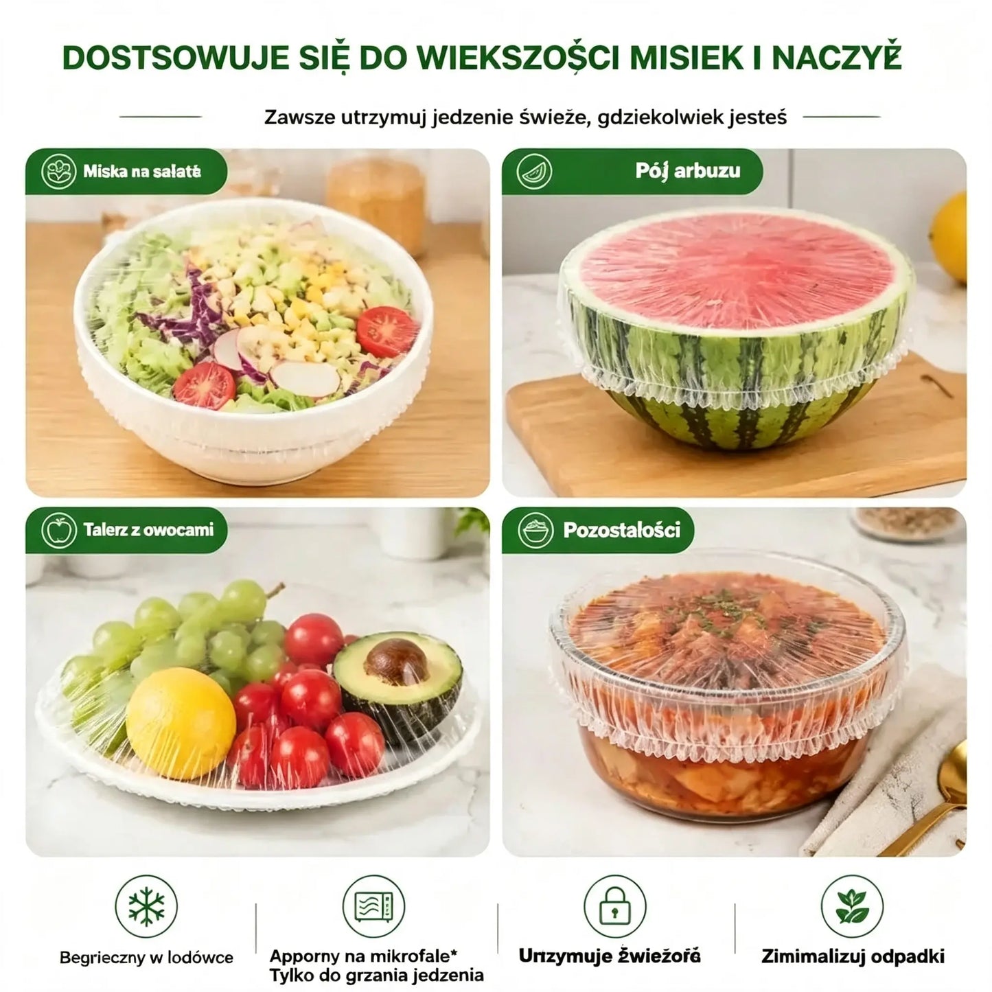 ⏳50% zniżki🔥【300 sztuk】Im więcej kupisz, tym więcej zaoszczędzisz🎁Jednorazowe elastyczne pokrywki do żywności, odpowiednie do misek i talerzy