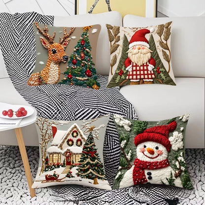 🔥【Sada 4 ks】🎄Vianočné obliečky na vankúše – obľúbené motívy a príjemný materiál, ideálne na sviatočnú výzdobu