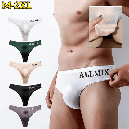 ✨【5 sztuk】 👍【M-2XL】【50-90 kg】Nowe męskie bezszwowe majtki z niskim stanem z jedwabiu lodowego