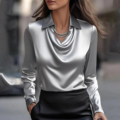 🔥【Нова колекция】【S-3XL】🌷Дамска блуза с елегантен дизайн и драпирана яка