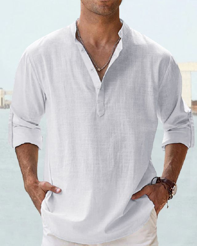 👕【Buy 1, get 1 free】🤩【S-5XL】 Cămașă pentru ermină cu mâneci lungi, material din bumbuc și in. 