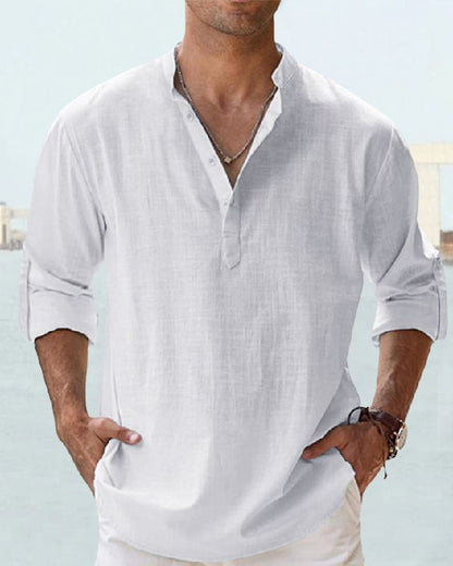 👕【Buy 1, get 1 free】🤩【S-5XL】 Cămașă pentru ermină cu mâneci lungi, material din bumbuc și in. 