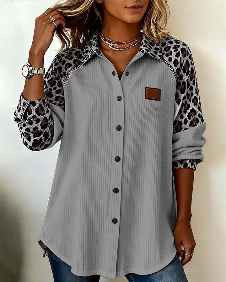 🔥【S-3XL】Nová jarní dámská košile s leopardím vzorem a límečkem