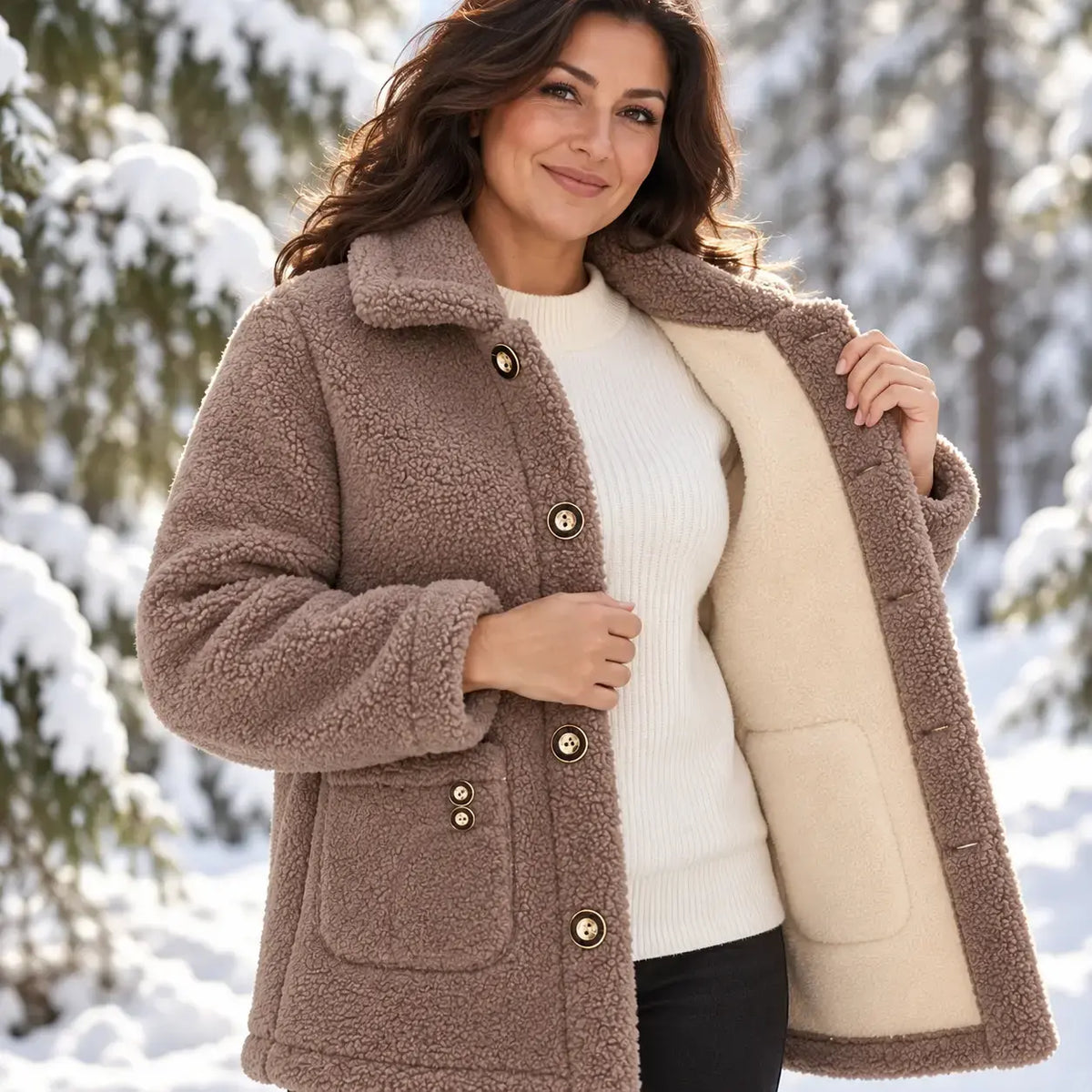 ☃️【M-3XL】Ciepły płaszcz damski 2026, nowy modny, aksamitny, gruba imitacja wełny jagnięcej