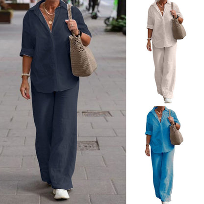 🔥【S-5XL】 Dámský volnočasový kompletní outfit 2026 – oversize top a široké kalhoty