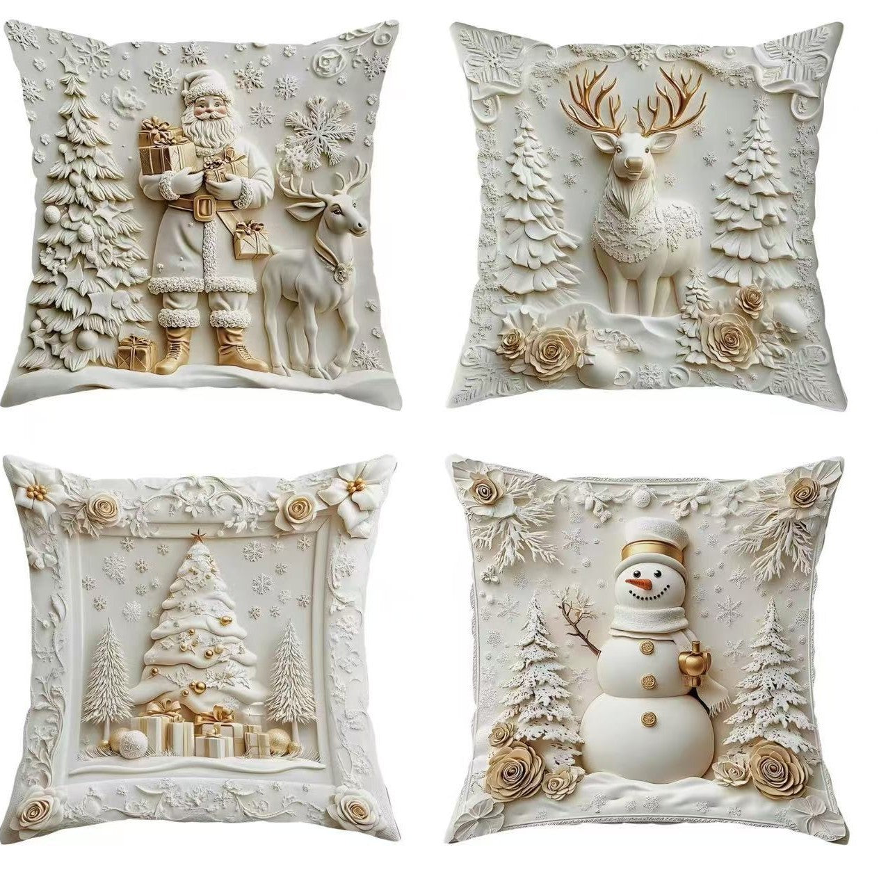 🎅【4-dielna sada】Obliečka na vankúš s vianočnou tematikou