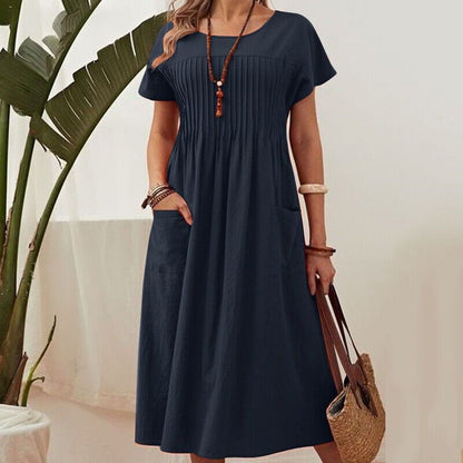 ✨✨【M-4XL】（40kg-90kg） Sukienka Letnia Plus Size z Krótkim Rękawem ✅Płatność gotówką przy odbiorze