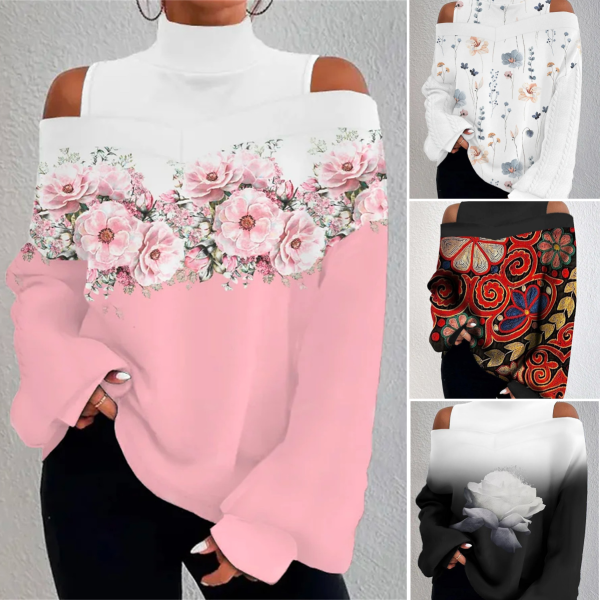 🌸【S-3XL】Nový dámský pulovr s dlouhým rukávem a podzimním/zimním potiskem