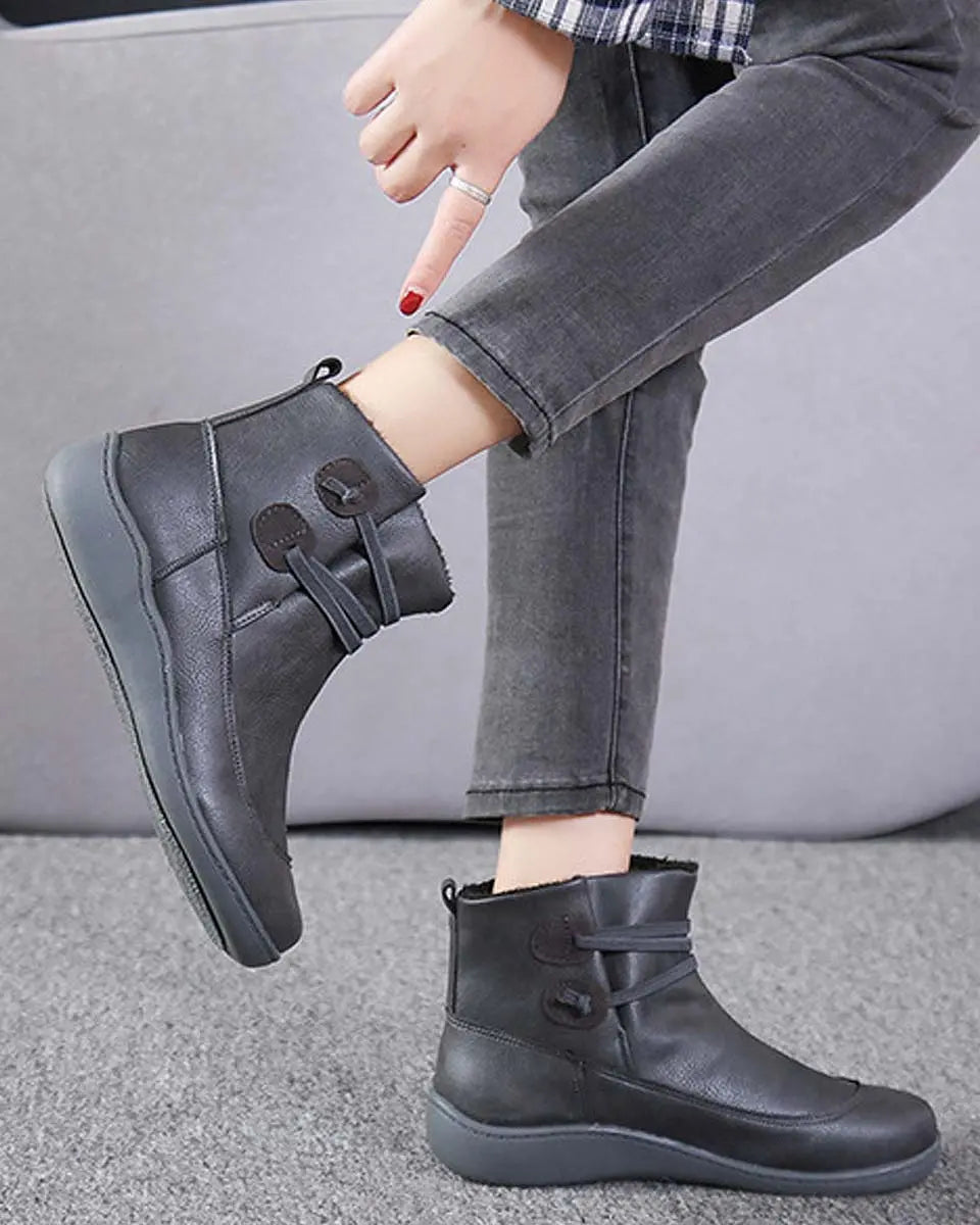 🌺👢【35-43】Damskie zimowe buty z naturalnej skóry – śniegowce ze wsparciem łuku stopy, antypoślizgowe i ciepłe buty zimowe