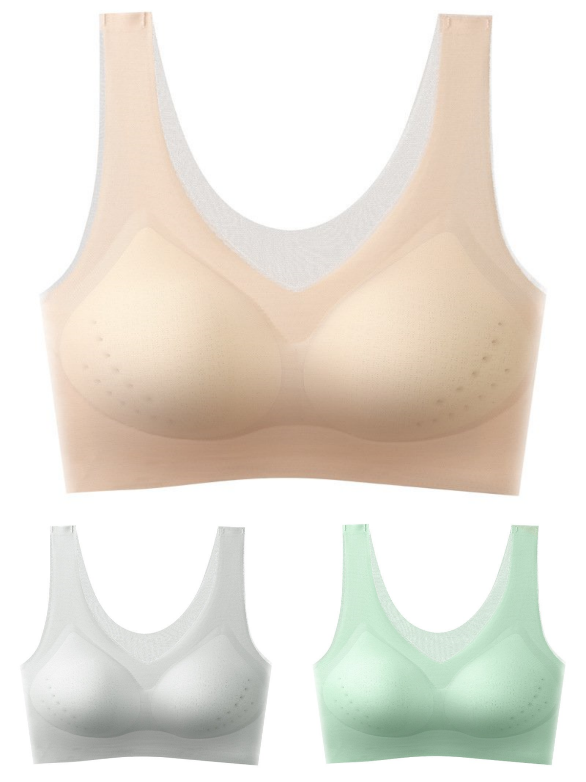 💖🌟【1 Sada = 3 Ks】2025 Bezšvová Push-Up Podprsenka z Ľadového Hodvábu ❄️ Ultra Pohodlná | Pre 40–120 kg | Sexy & Priedušná