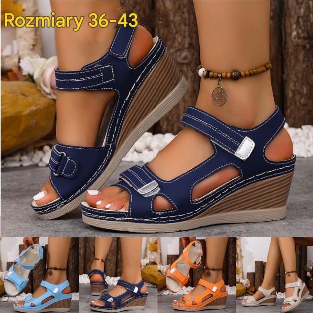🌟👡 -50% | Sandały damskie 36–43 – koturn, rzepy, wygodne | płatność przy odbiorze