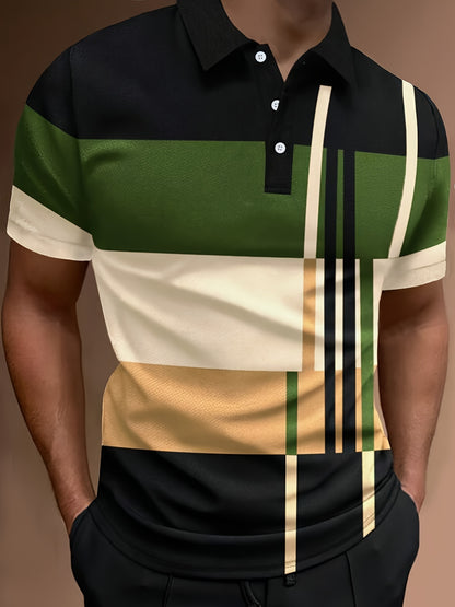 🔥 50% taniej | Męska koszulka polo S–6XL – wzór 3D w paski, modna i wygodna