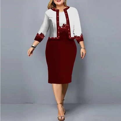 👗【S-5XL】Dámsky dvojdielny outfit – Štýlový komplet pre plus veľkosti (top + sukňa)