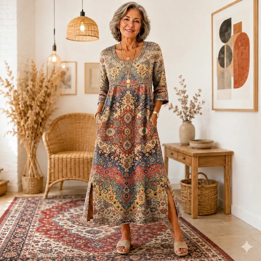 ✨【S-5XL】🌹Elegancka sukienka damska z nadrukiem – lekki model na lato, wygodny fason na co dzień
