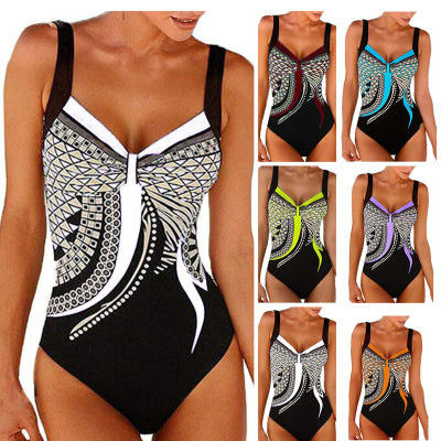 🌟2025 Nouă Colecție Vintage Costum de baie dintr-o bucată cu imprimeu unic 🏖️ Elegant și confortabil pentru vară 🌞