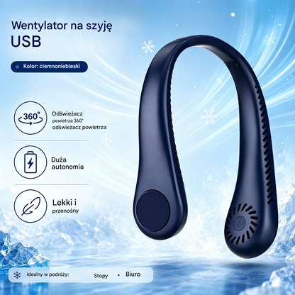 💨 Wentylator na szyję z funkcją chłodzenia – wyjątkowo cichy, przenośny i obracany o 360° – idealny na lato 🌞