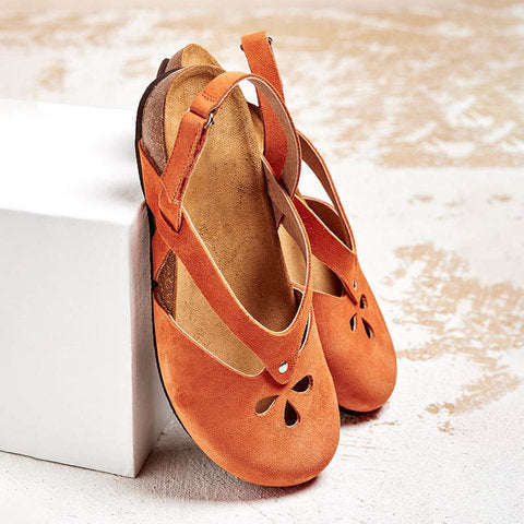 ✨✨【Ofertă Limitată】【35-44】Sandale Casual din Piele Naturală 2025 ✅ Vârf Rotund ✅ Talpă Plată 👣