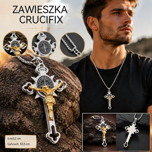 ✨Wisiorek w stylu vintage z krzyżem – odporny na matowienie wisiorek św. Benedykta z regulowanym łańcuszkiem