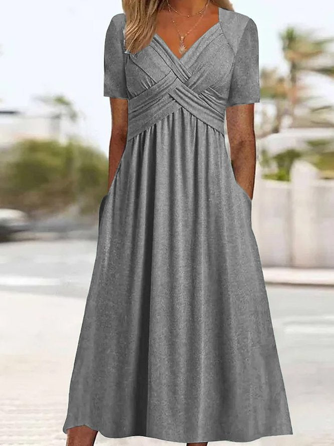 🤩【S-3XL】 Středně dlouhé ležérní šaty v čisté barvě