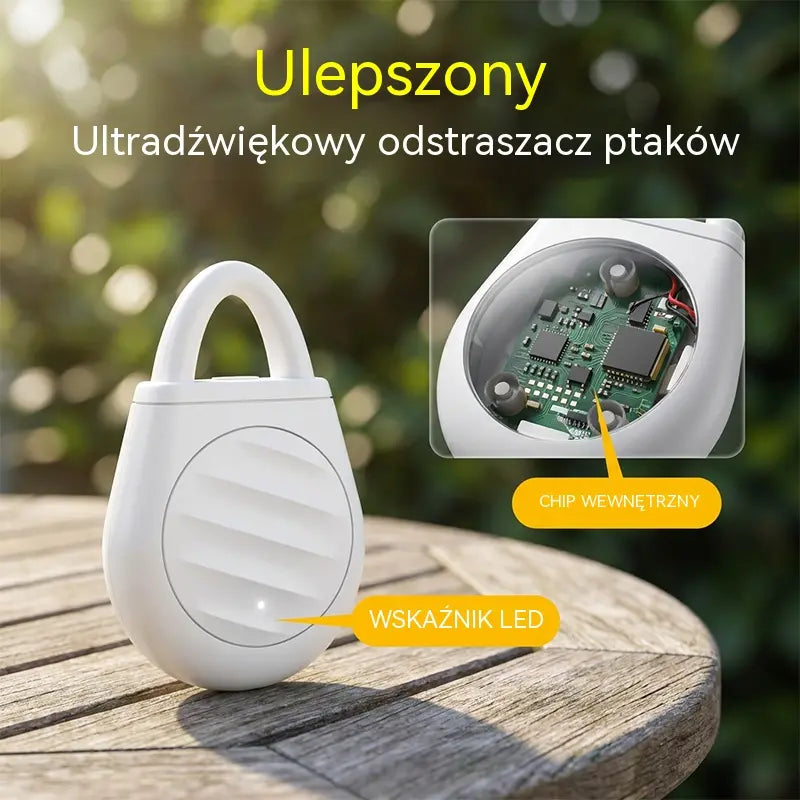 🐦 Przenośny ultradźwiękowy odstraszacz ptaków – na gołębie, balkon, ogród i taras