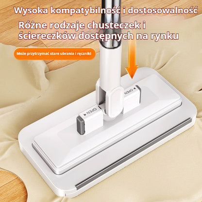 🧹 Zestaw 4 szt. | Mop z uchwytem na ściereczkę – bezdotykowe wyciskanie, wygodne sprzątanie