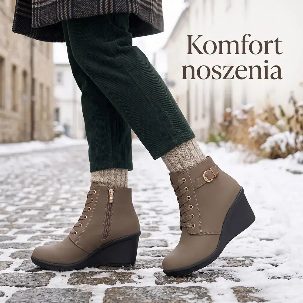 【35-42】👢 Damskie zimowe botki na koturnie – stylowy i stabilny wybór na chłodne dni