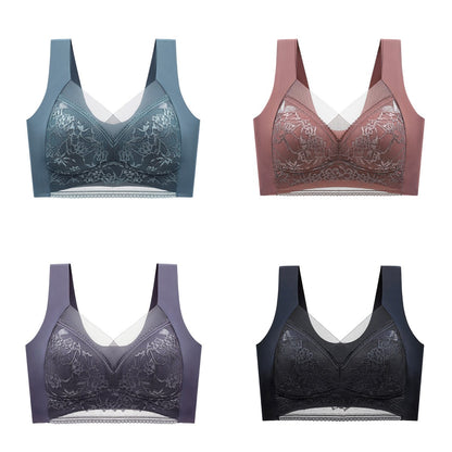 🔥【1 set 4 bucăți】Vânzare fierbinte 👙【40-110 KG】 Sutien confortabil, fără cusături, din dantelă, mărime mare