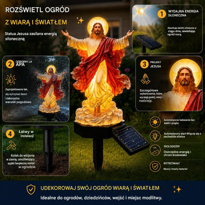 🔥🔱 Podświetlana solarna figurka ogrodowa z Jezusem.