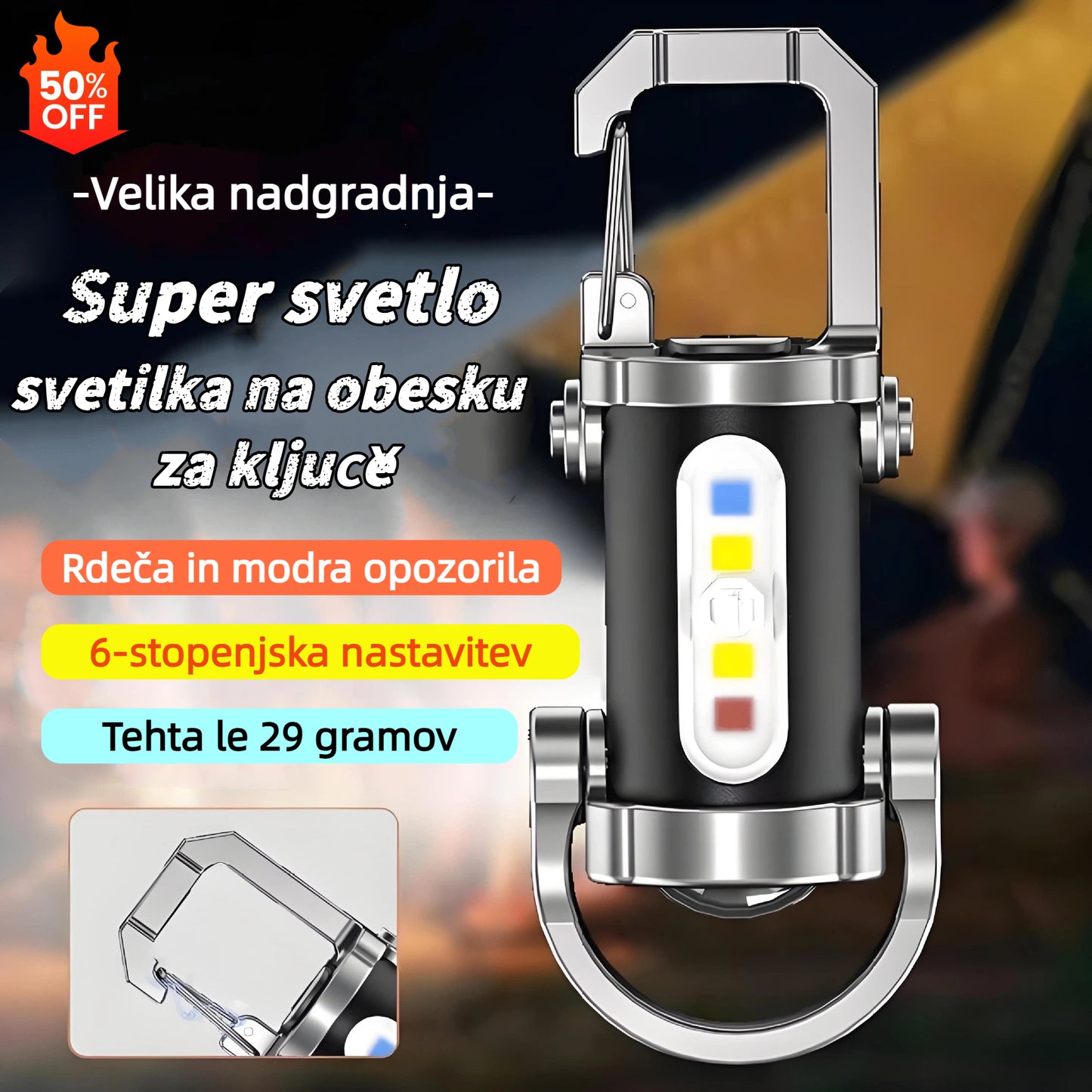 🔥【Kupite 2, dobite 2 gratis】🔥【Specijalna ponudba】Mini vodoodporna svetilka – 1200 lm, prenosna