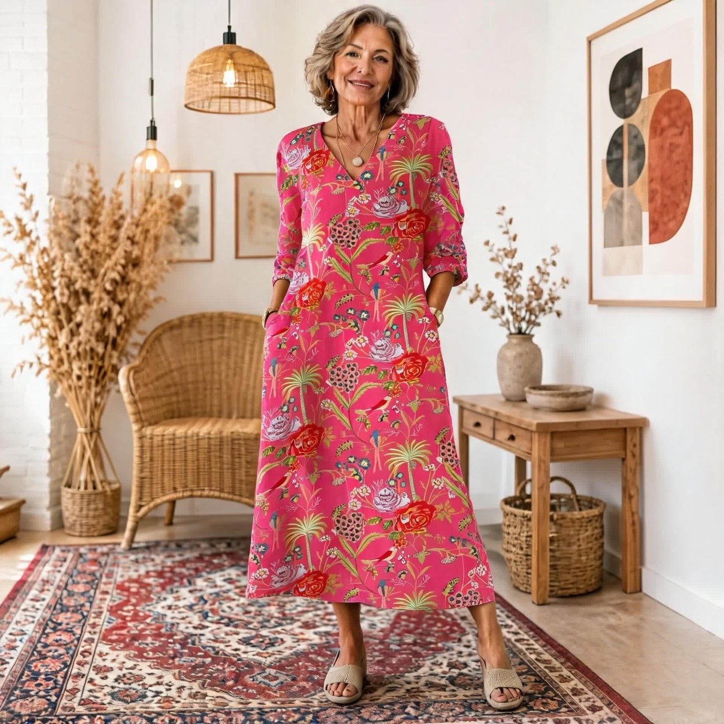 ✨【S-5XL】Sukienka maxi w stylu boho z etnicznym wzorem i korzystnym krojem