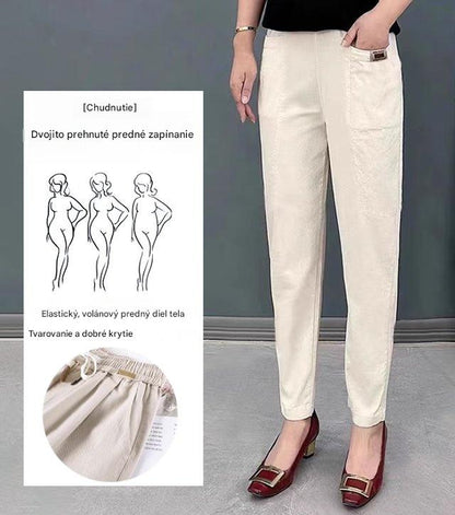 🔥【M-6XL】Dámske bavlnené nohavice s elastickým pásom, veľkosti k dispozícii ✅ Platba na dobierku