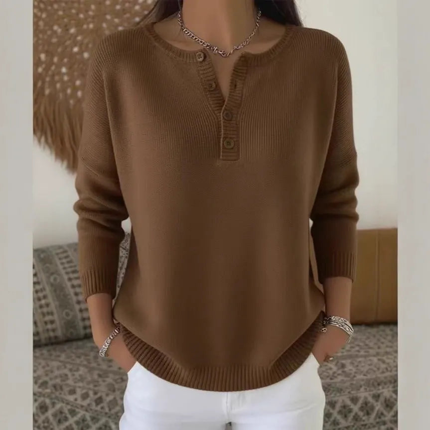 🔥【S–3XL】Kakovosten pleten pulover z jopičnim zapenjanjem na gumbe in V-izrezom · prijeten material, udoben za zimo in vsakodnevno nošenje