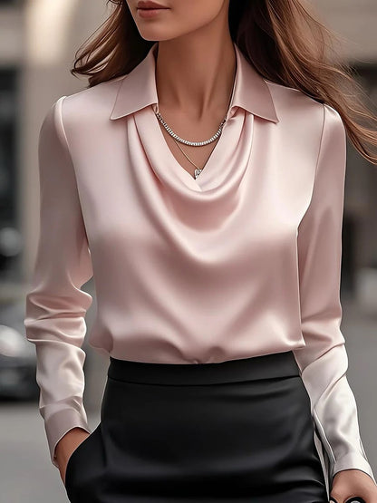 🔥【Нова колекция】【S-3XL】🌷Дамска блуза с елегантен дизайн и драпирана яка