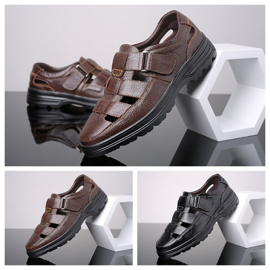 👡👍【38-48】2025 Vară Sandale Bărbați Piele de vacă Respirabil Hollow Anti-alunecare Casual🔥