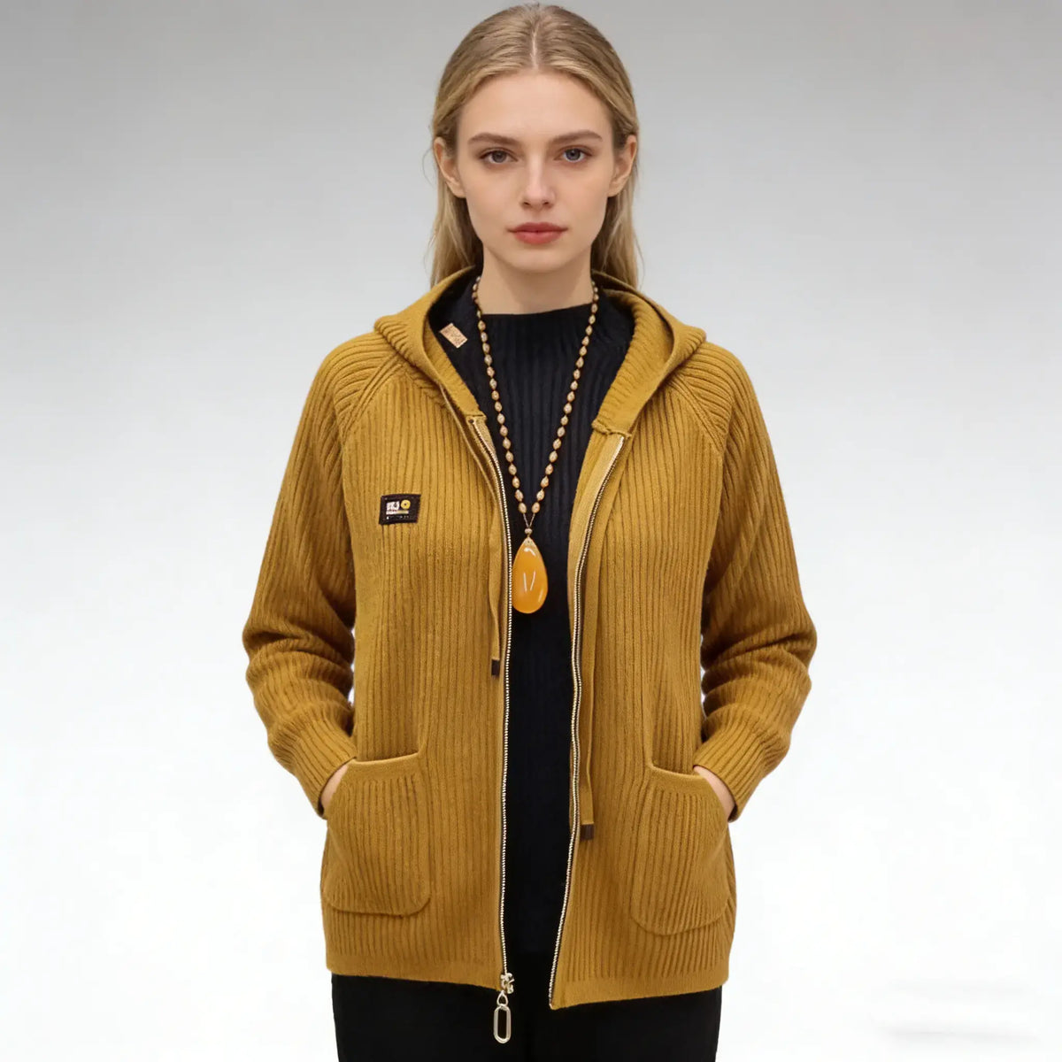 💖【L-3XL】2026 nowa kurtka z kapturem w pionowe paski, sweterek z dzianiny