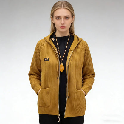 💖【L-3XL】2026 nowa kurtka z kapturem w pionowe paski, sweterek z dzianiny