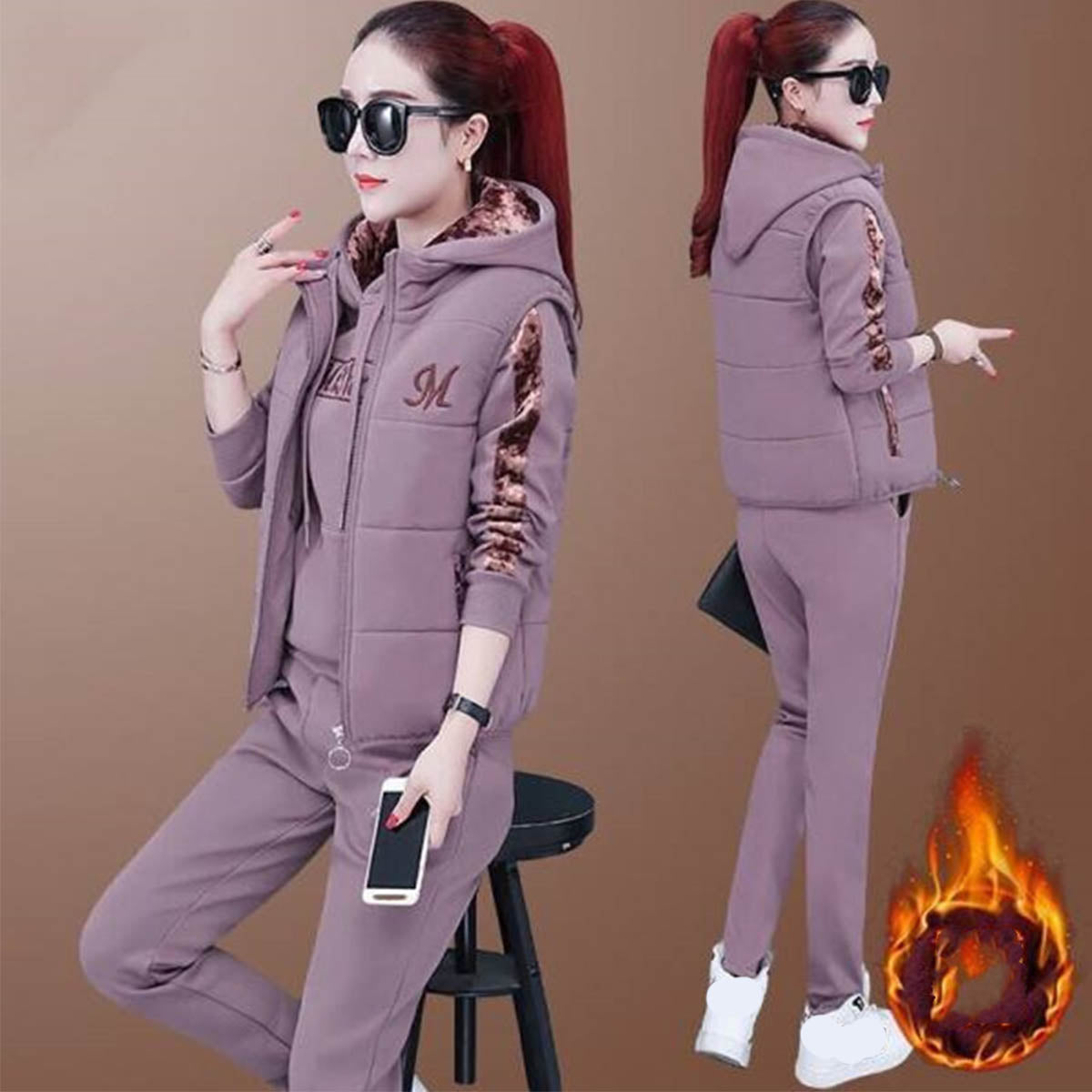 🔥【S–5XL】2025 Nový dámský teplý komplet: kalhoty + svetr + vesta · Sametově zesílené · Pohodlné na zimu · -50% + rychlé doručení