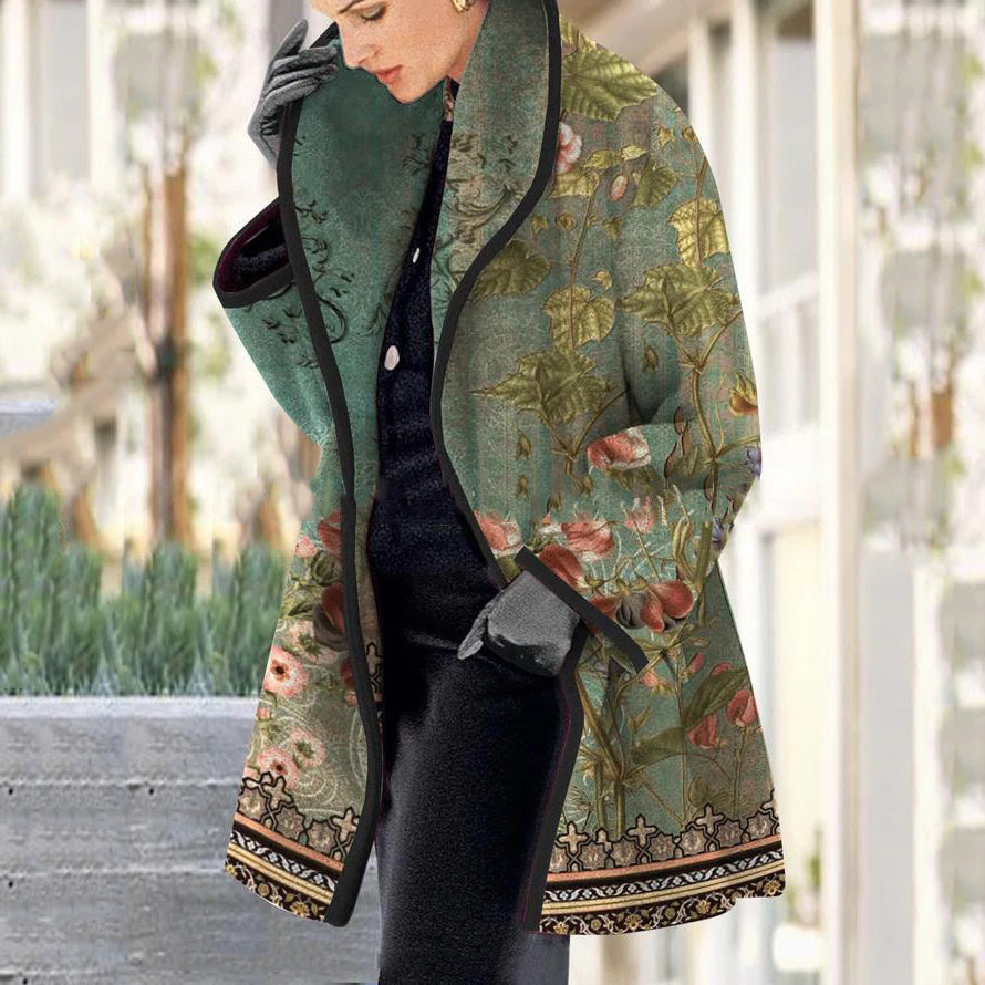 💐【S–3XL】Elegantní dámský vlněný kabát s potiskem klopy · Stylový, teplý a lehký · Sleva 45% + doprava zdarma