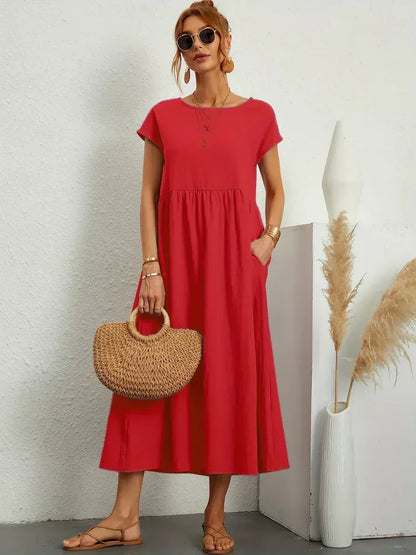 🌸【S-4XL】Zwiewna sukienka midi damska na lato – lekka i elegancka