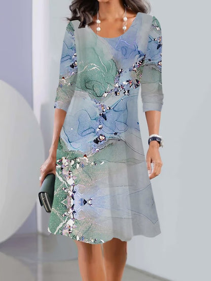 💐👗【Časovo obmedzená ponuka】【S-3XL】2025 Jarné midi šaty s okrúhlym výstrihom a dlhým rukávom, módne a neformálne
