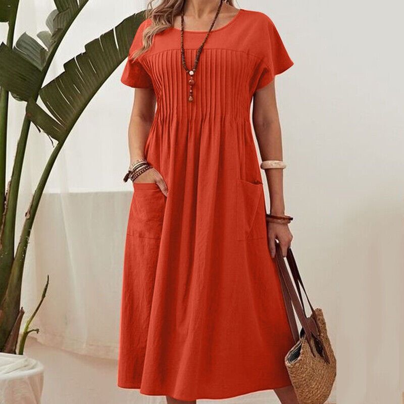 ✨✨【M-4XL】（40kg-90kg） Sukienka Letnia Plus Size z Krótkim Rękawem ✅Płatność gotówką przy odbiorze