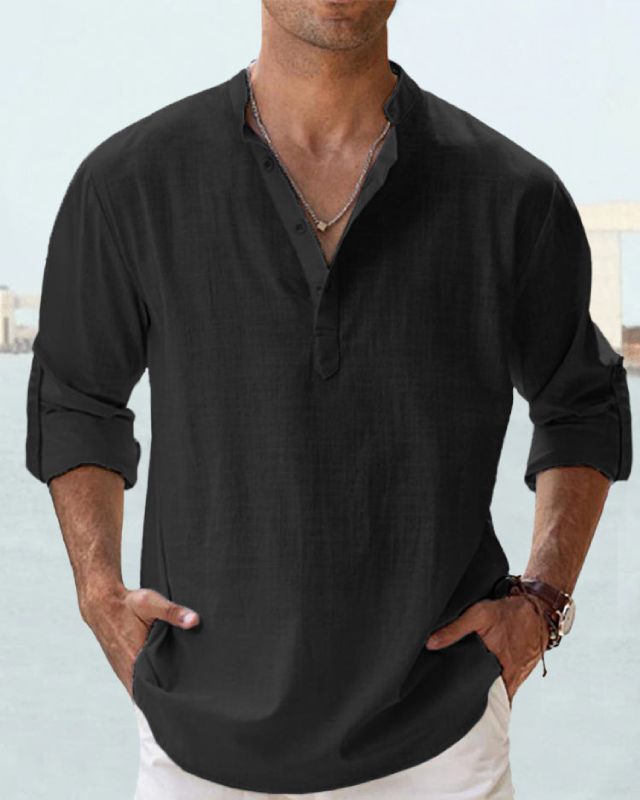 👕【Buy 1, get 1 free】🤩【S-5XL】 Cămașă pentru ermină cu mâneci lungi, material din bumbuc și in. 