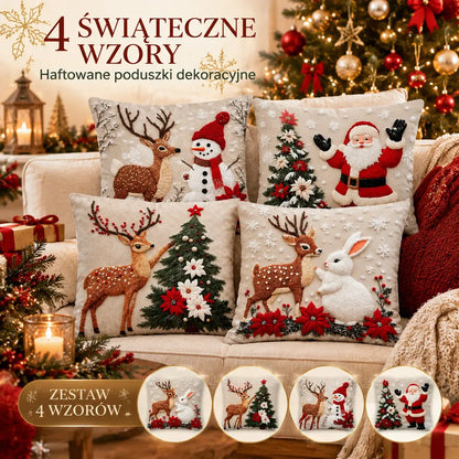 🎄【Zestaw 4 szt.】Świąteczne poduszki dekoracyjne – stwórz przytulny klimat w swoim domu