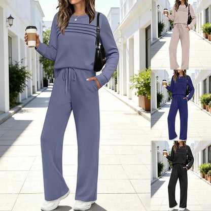🔥【S-5XL】💖Dámska módna športová súprava na každý deň, kvalitné bavlnené tričko s dlhým rukávom + nohavice - E ✅️Platba na dobierku