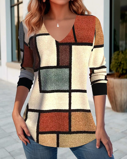 🔥【S-5XL】🌸Jarní a podzimní tričko s výstřihem do V – Moderní a pohodlné