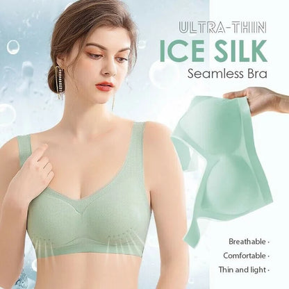 💖🌟【1 Sada = 3 Ks】2025 Bezšvová Push-Up Podprsenka z Ľadového Hodvábu ❄️ Ultra Pohodlná | Pre 40–120 kg | Sexy & Priedušná